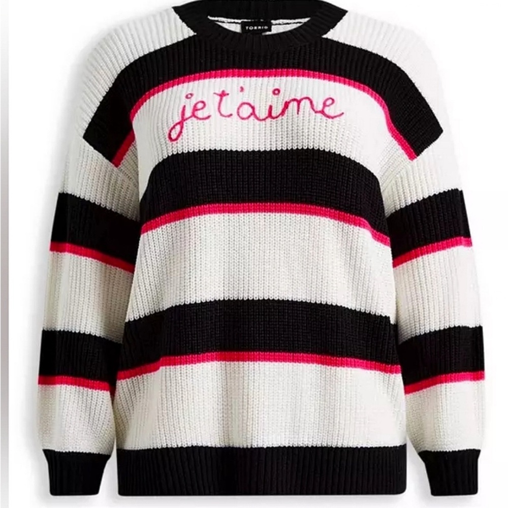TORRID Je T'aime Pullover Drop Shoulder Crew Neck Sweater